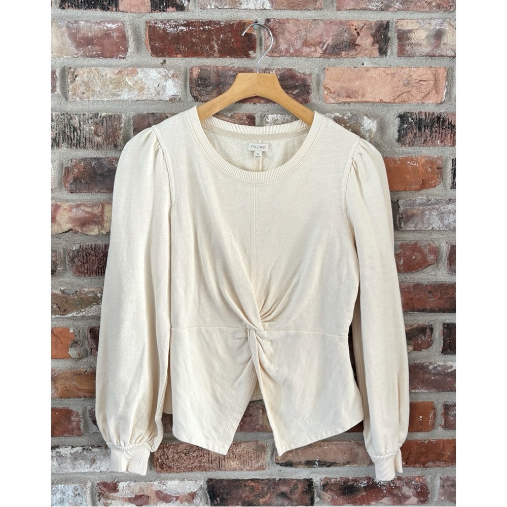 Pilcro Anthropologie Cream Cotton Twist Front Sweatshirt, XS